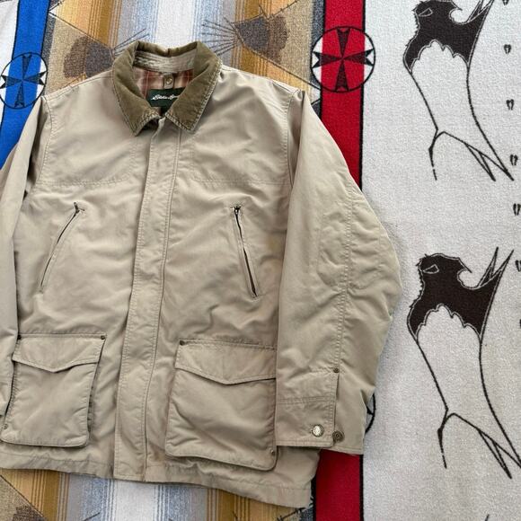 Vintage Men’s Eddie Bauer Barn Coat Size XL Plaid Lined Corduroy Collar - Picture 8 of 12